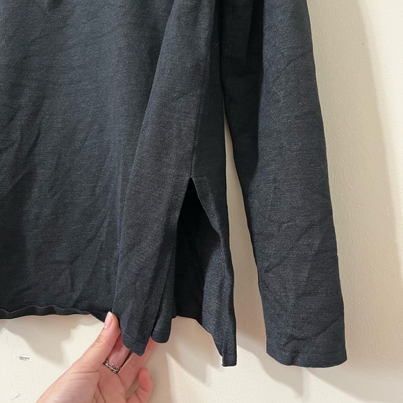 Eileen Fisher Black Silk Blend V-Neck Long Sleeve Blouse Size Medium - Picture 6 of 10